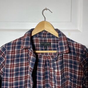 Banana Republic Red and White Plaid Boyfriend Flannel